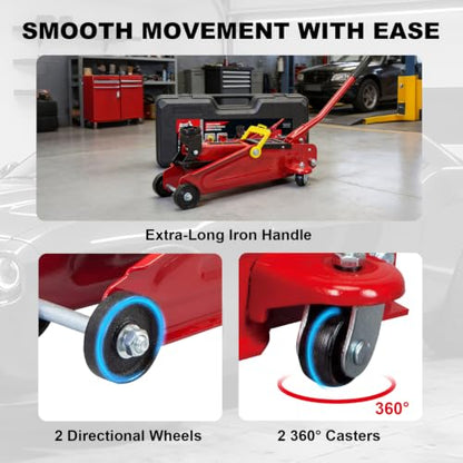 Big RED 1.5 Ton Hydraulic Floor Jack, Trolley Service/Floor Jack with Case | Lifting Range 5.6"-13", Fit Sedans Automotive for Maintenance and Service - size: 1.5 ton with case