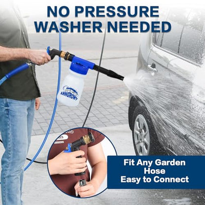anngrowy Car Wash Foam Gun Soap Car Wash Foam Cannon for Garden Hose Foam Sprayer Car Wash Soap Foam Gun Hose Foam Cannon Blaster Hose Foam Cannon Gun Quick Connector to Any Garden Hose (Blue) - color: Blue