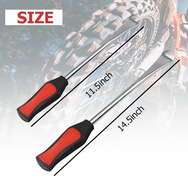 Tire Spoons Lever Motorcycle Dirt Bike Lawn Mower Tire Changing Tools with Bag 1x14.5 inch 2x11 inch Tire Irons 3X Rim Protectors,Valve Tool,Valve Cap - color: red+orange
