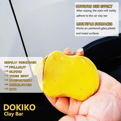 DOKIKO 4pcs Clay Bars,160 fl oz Clay bar Lubricant,Premium Grade No Scratch Magic Clays Bars Detailing Cleaner Kit Glass Deatil Cleaning with Washing and Adsorption Capacity for Auto
