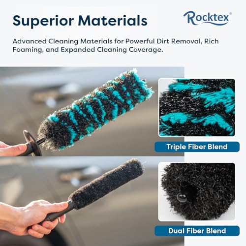 Wheel Brush Set – 3 Sizes Multi-Fiber Blend, Non-Scratch Design for Car & Motorcycle Rims, Spokes, Barrels, Brake Dust, Tight Gaps, Eco-Friendly Clean