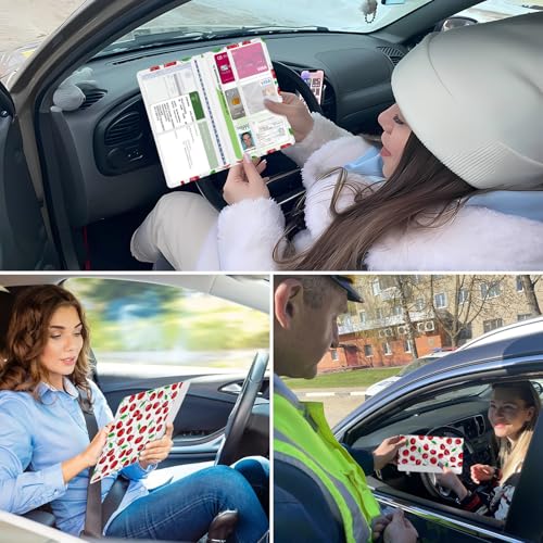 Car Registration and Insurance Holder, with Magnetic Closure for License, Cards and Documents, All Vehicle Needs and Car Accessories (Cherry) - color: Cherry