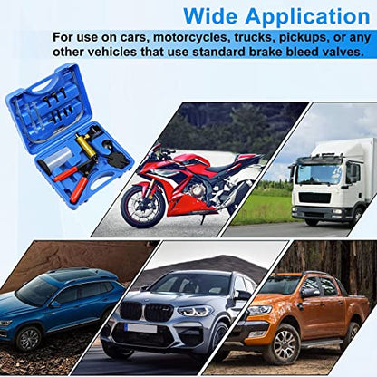 JoyFans 2 in 1 Hand Vacuum Pump Brake Bleeder Kit, One-Man Brake Clutch Fluid Power Steering Fluid Bleeding System Tester Tool for Automotive Motorcycle Car & Kitchen Food Sealing Use (Blue) - color: Blue
