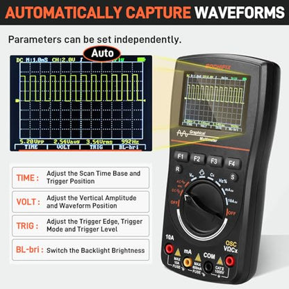 Handheld Oscilloscope Multimeter, GOCHIFIX 2 in 1 Portable Digital Oscilloscope Multimeter 10Mhz Bandwidth, 50MSa/s Sampling Rate, 6000 Counts, Automotive Multimeter Oscilloscope - style: 10 Mhz