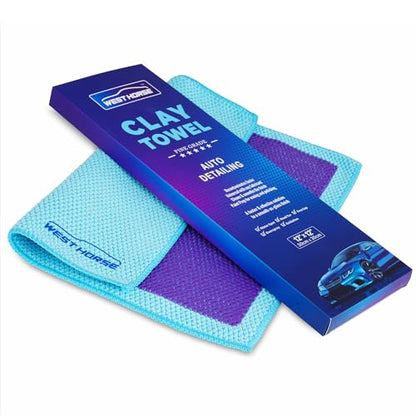 Clay Bar Towel Auto Detailing Claying Cloth - Faster & Effective Rubbing and Cleansing Tool, Smooth Paint Surface Prep for Waxing, Polishing and Sealant (12in x 12in, Purple)