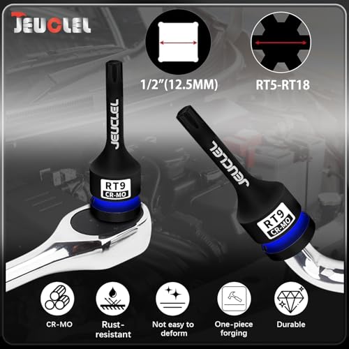 RT9 Spline Bit Socket, 1/2" Drive Spline Hex 6 Point Impact Socket | 3-Inch, Cr-Mo Steel, Lengthen Screwdriver Adapter for Electric Ratchet Wrenches, Fastening Screws, Socket Wrench, Head Drill - size: RT9