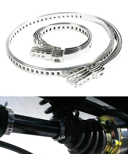 Zlirfy CV Boot Clamps,CV Joint Boot Crimp Clamp Kit,5pcs Small and 5pcs Large,Car Accessories Adjustable Stainless Steel Drive Shaft CV Boot Clamp,Fits for Steering Gear Gaiters