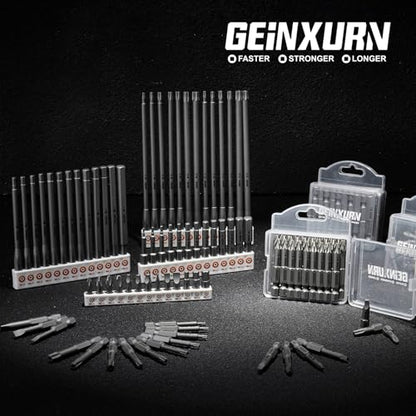 Geinxurn 26Pieces Fixedge Screwdriver Bit Set, 6Inches Magnetic Alloy Steel Phillips/Slotted/Square/Torx/Hex/Security Torx Insert Power Bits Tips with Storage Organizer for Home Repair - style: FXMX150-026
