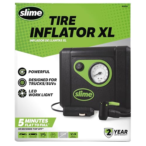 Slime Tire Inflator XL 40090, Quickly Inflates Large Tires of Trucks & SUVs, Quick Connect Air Hose & Space Saving Cord Storage, Inflates Tire in 5/7 mins - style: XL