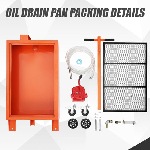 Oil Drain Pan,Low Profile Oil Drain Pan with Electric Pump,Oil Change Pan with 8ft Hose & Folding Handle, Rolling Oil Drain Cart for Car, SUV, Trucks Oil Draining - size: 20 Gallon, style: Manual