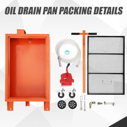 Oil Drain Pan,Low Profile Oil Drain Pan with Electric Pump,Oil Change Pan with 8ft Hose & Folding Handle, Rolling Oil Drain Cart for Car, SUV, Trucks Oil Draining - size: 20 Gallon, style: Manual
