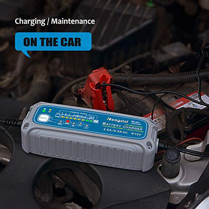 Heagstat 8-Stage Automatic Battery Charger & Maintainer,6V 5.5A Fast /12V 2A Trickle &5.5A Fast with Winter Mode for Car Motorcycle ATV Lawn Mower