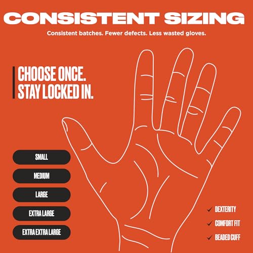 GrowIGRRRIP 8 Mil Orange Nitrile Gloves, Powder-Free, Food Safe, 100–1000 | Fentanyl-tested with diamond texture and S–XXL sizing for mechanics, truck repair, food handling, industrial, and shop tasks. - size: Small