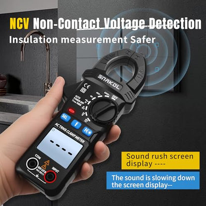 Digital Multimeter Tester 4000 Counts Amp Clamp Meter with 35mm Jaws for AC/DC Voltage and AC Current Meter, Resistance, Diode Capacitance, Continuity, Frequency, Thermocouple, NCV Auto-Ranging - style: 4000 Counts Upgraded