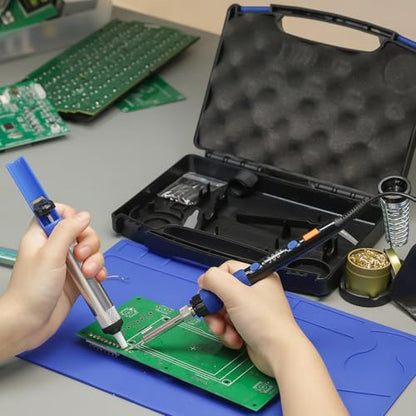 YIHUA 928D Soldering Iron Kit, 65W Soldering Iron, Fully Digital, Display °F/°C, Temperature Control, Accuracy 194~896℉- Soldering Kit with Sleep Function, Temp. Correction Function, Holder &more. - style: Digital Iron Kit