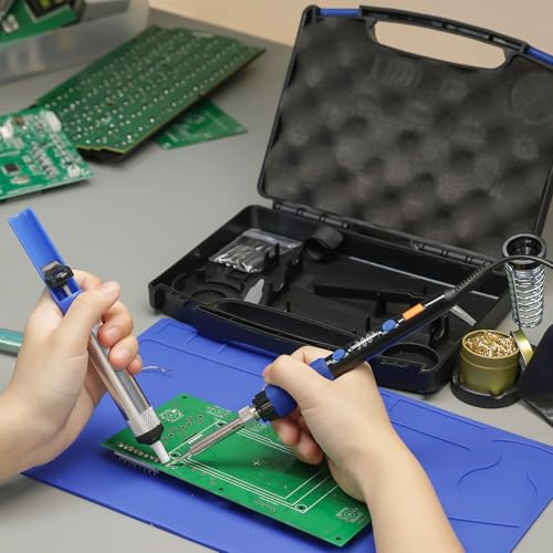 YIHUA 928D Soldering Iron Kit, 65W Soldering Iron, Fully Digital, Display °F/°C, Temperature Control, Accuracy 194~896℉- Soldering Kit with Sleep Function, Temp. Correction Function, Holder &more. - style: Digital Iron Kit