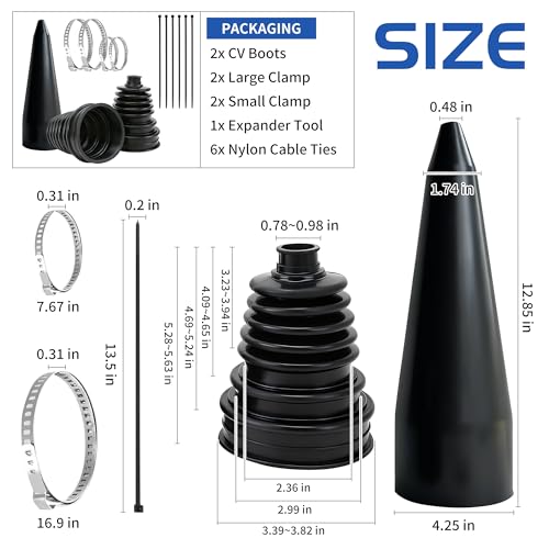2PCS CV Axle Boot Repair Kit with Expander Tool and Clamps, Split CV Boot Repair Kit for 20-25mm Shafts to Protect Universal CV Joints, fits Select Joint for 2.41" 2.81" 3.43" Calibers