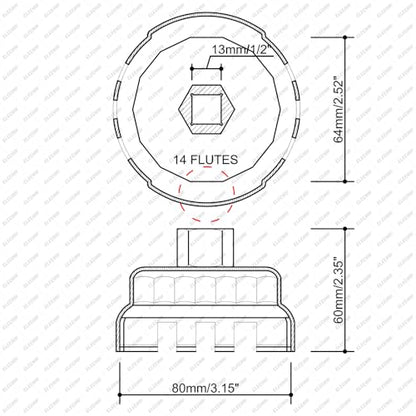 64mm 14 Flutes/6 Slots Oil Filter Cap Wrench Removal Tool Socket Compatible with Toyota, Lexus, and Scion Vehicles Equipped with 2.5L to 5.7L engines, Heavy-Duty Silver Alloy Steel - size: 6 Slot, style: Silver Alloy Steel - 6 Slot