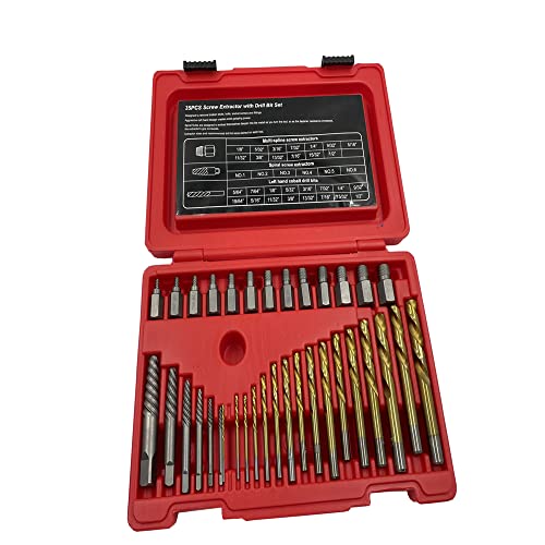Steel Force ASE35D 35Pcs Screw Extractor Set | Drill Bit Set | Broken Bolt Remover | Stripped Fastener Tool - size: 35-Piece Extrator/Drill Bit Set