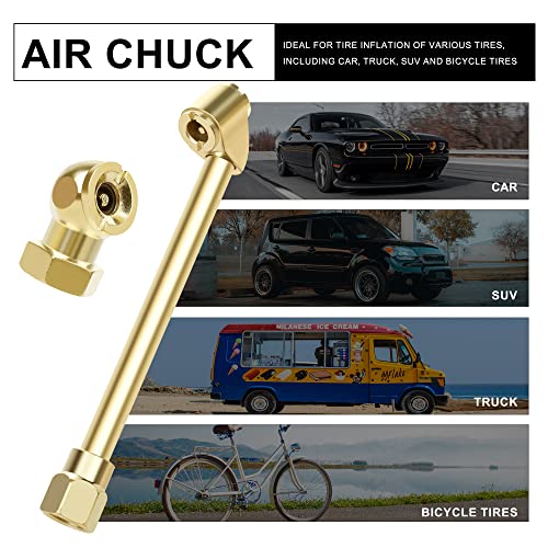 Hromee 8 Pieces Air Chuck Set with Dual Head Tire Chuck, Closed Ball Air Chuck and 1/4 Inch Male Air Plug, Heavy Duty Air Compressor Tire Inflation Tool