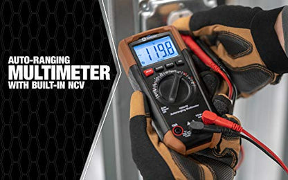 Southwire Auto Range Multimeter 10041N - Multi-Function Digital Multimeter with Backlit Display - Durable Double-Molded Housing - 12 Test Functions