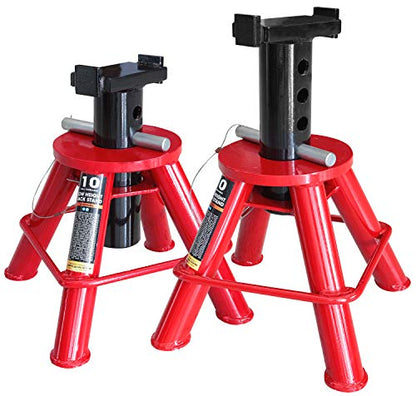 Big RED 10 Ton (20,000 lb) Capacity Heavy Duty Steel Jack Stands, 2 Pack, Low Profile, T90070 - size: 10 ton