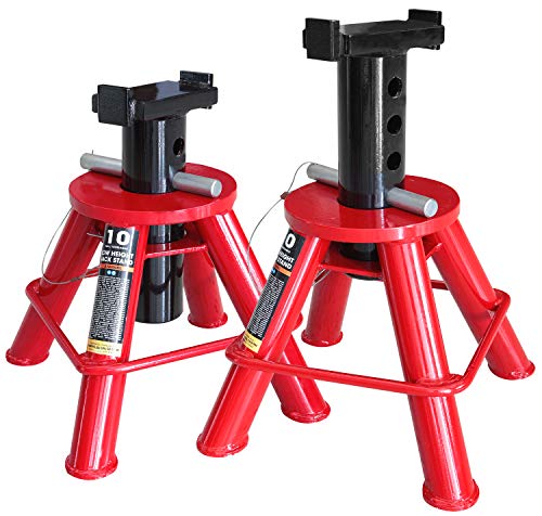 Big RED 10 Ton (20,000 lb) Capacity Heavy Duty Steel Jack Stands, 2 Pack, Low Profile, T90070 - size: 10 ton