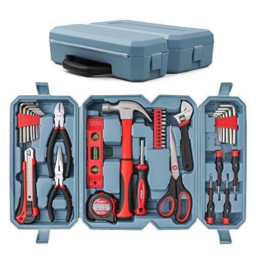 Hi-Spec 49pc Complete Home Tool Kit Set in a Portable Toolbox Case. Essential Household Repair Tools for DIY in The Apartment, Office and College - size: 49 PCS