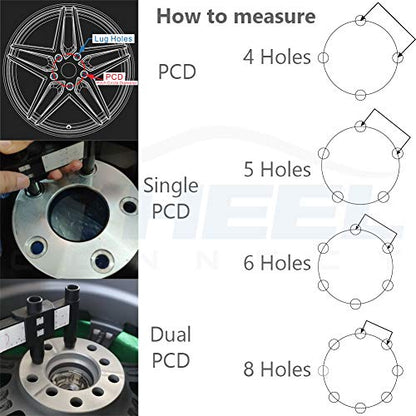 WHEEL CONNECT PCD Gauge，Wheel/Rim Bolt Pattern Measuring Tool, PCD Ruler, Sliding Caliper for 4 5 6 8 Holes - color: Style-A