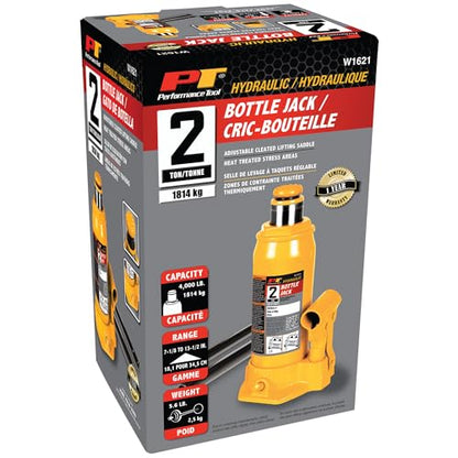 Performance Tool W1621 2-Ton (4,000 lbs.) Heavy Duty Hydraulic Bottle Jack,Yellow - size: 2-Ton