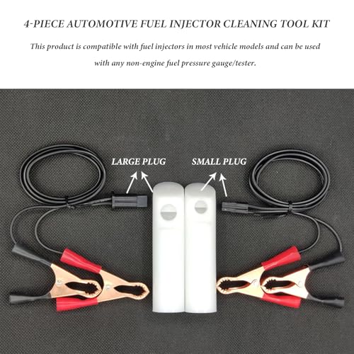 Car Fuel Injector Cleaner Tool Kit, Auto Gas Injector Nozzle DIY Cleaning Tool with Test Lead, 2 Size Fuel Injectors Nozzle Adapter Flush Cleaner for Car SUV Truck RV