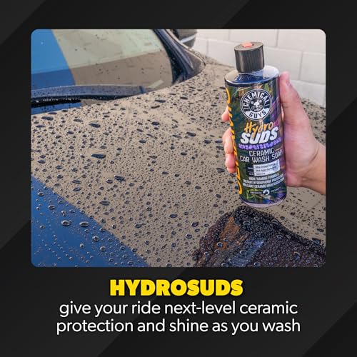 Chemical Guys, HydroSuds Ceramic High Foaming Car Wash Soap, Berry, 16 oz | Ceramic polymers add gloss and water beading, thick foam for cannons, guns or buckets, sweet berry scent - size: 16 Fl Oz (Pack of 1)