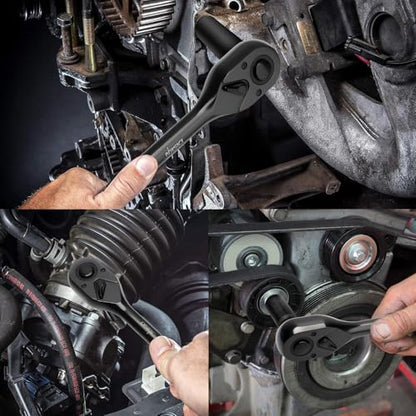 DISEN 3PCS Black Ratchet Wrench Set (1/2", 3/8", 1/4" Drive) - 90-Tooth Drive Ratchet Socket Wrench, Black Oxide Finish with Reversible Quick Release & EVA Tray - Industrial Ratchet Wrench Kit - size: 3 pieces Standard Ratchet Set - Standard Handle