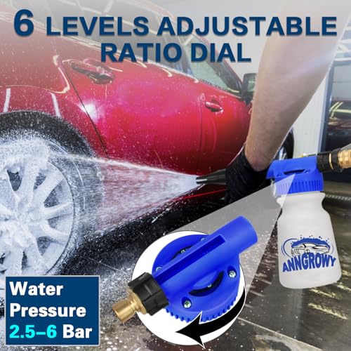 anngrowy Car Wash Foam Gun Soap Car Wash Foam Cannon for Garden Hose Foam Sprayer Car Wash Soap Foam Gun Hose Foam Cannon Blaster Hose Foam Cannon Gun Quick Connector to Any Garden Hose (Blue) - color: Blue