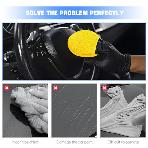 Hovom 6PCS Microfiber Wax Applicator, 5" Round Applicator Pads, Soft Automotive Waxing Foam Pads, Buffing Pads for Car Cleaning, Polishing and Detailing, Reusable Car Wash Sponge (Yellow) - color: Yellow