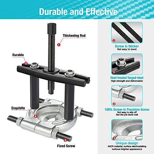 DURATECH 12PCS Bearing Puller Set, 5-ton Capacity Heavy Duty Flywheel Separator Tool, 2" and 3" Bar-Type Splitter Remove Bearings Kit, Gear Puller, Storage Case Included