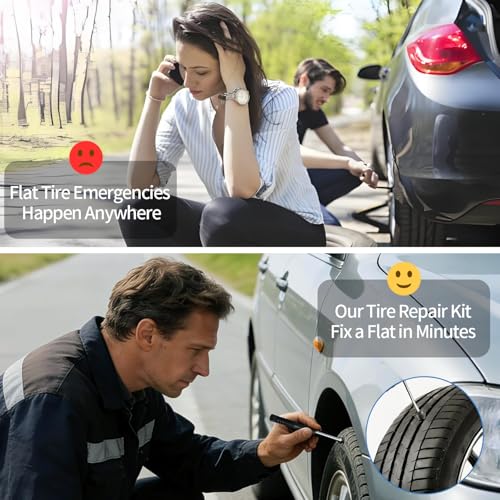 OMFU 70 PCS Screw Plugs for Emergency Flat Tires Repair Tire Plug Kit | Heavy Duty Tire Plugs for Car, Truck, RVs, Motorcycle, Quick Self-Service Plugs with Screwdriver for Instant Puncture Fix