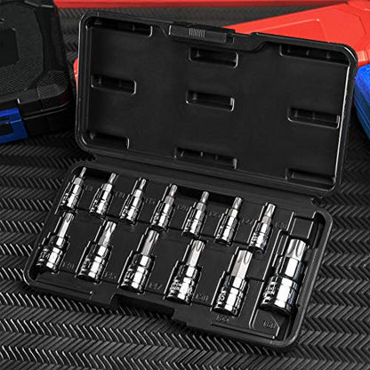 EPAuto Torx Bit Socket Set, Star Socket T8-T60, Cr-V, 13 Pieces - size: Torx Bit- 13 Pieces