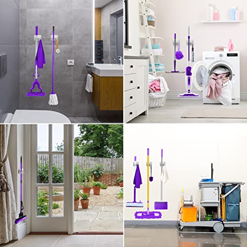 Broom Holder Wall Mount Screw Drilling, Sturdy Heavy Duty Stainless Steel Mop Gripper Rack Perforated, Perfect for Laundry Room Organizer, Fit with Laundry Kitchen Garage Garden Storage System | Drill-Mounted Gripper Rack Holds Brooms, Mops and Garden Too