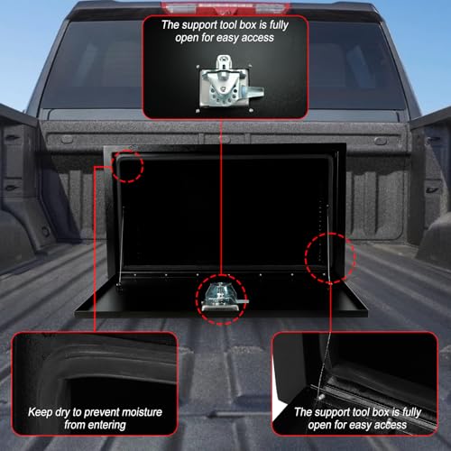 Steel Truck Tool Box,Tongue Box for Storage with Smooth Surface - Black | Steel Underbody Truck Tool Box with T-Handle Lock,Waterproof for Truck, Pickup, RV, Trailer 30" x 18" x 18" Inch - size: 30" x 18" x 18"