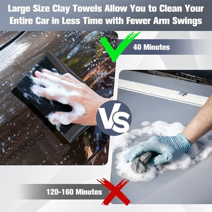 1 Pack Clay Towel 12 x 12 Inch, Gray Clay Bar Towel for Detailing | Clay Decontamination Towel for Car Paint, Reusable Synthetic Clay Bar Towel for Smooth Washing - color: Gray