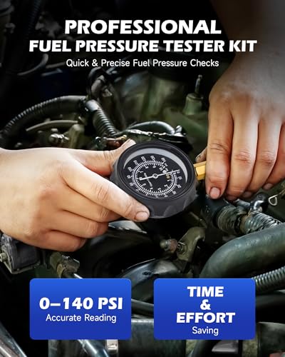 OMT Fuel Injection Pressure Tester Kit With 140 PSI Gauge, Quick Fittings | Durable Brass & Aluminum Connectors; Gasoline Pump Diagnostic Hoses; Vehicle Maintenance; For Professional Auto Mechanics