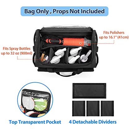 samdew Large Detailing Bag, Detail Organizer for Auto Detailing Supplies Storage, Car Cleaning Caddy for Vehicle Wash Tools, Car Care Box for Detailing Bottles, Towel, Buffer and More, Bag Only