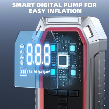Jump Starter with Air Compressor, 5000A Peak Car Battery Jump Starter(9.0 Gas/8.0L Diesel), 160PSI 12V Jump Box Car Battery Jumper Starter Portable with Smart Jumper Cables, LED Lights, LCD Display