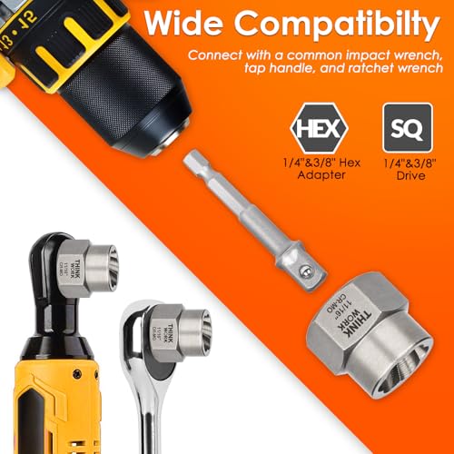 THINKWORK Bolt Extractor Kit, 35-Piece Nut Extractor Socket Set, 1/4" & 3/8" Drive Rounded Bolt Remover for Damaged, Rusted, Rounded-Off, Stripped Fasteners - size: 35-Piece