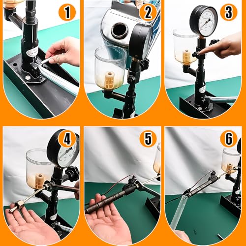 600Bar 8700PSI Diesel Fuel Injector Tester Kit, Diesel Injector Nozzle Tester for Adjust Injector Nozzle Pressure and Testing Diesel Injector Nozzle Pop Pressure Tester with Dual Scale Gauge