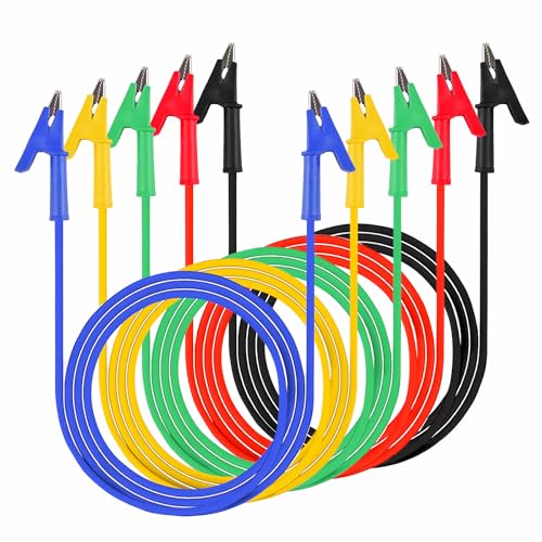 Alligator Clip to Alligator Clip Silicone Jumper Wire | Alligator Clip Electrical Test Leads 3.28ft Cable with Alligator Clips 5PCS for Multimeter Electrical Testing(Y-Y 1m 5S) - size: 3.28ft 16AWG 5 items