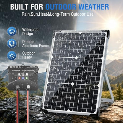 Voltset 30W Solar Battery Charger - 12V Solar Panel Kit with 10A Smart Charge Controller - IP67 Waterproof Solar Trickle Charger Maintainer - Adjustable Mount Bracket for RV Boat Car Motorcycle - size: 30W