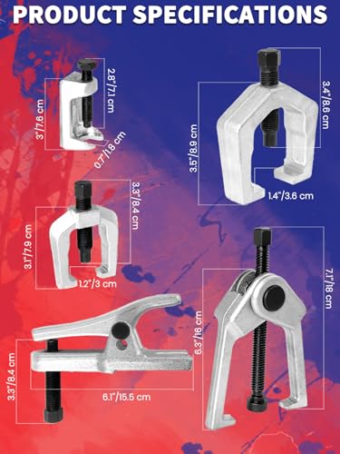 Ball Joint Separator 5 PCS Front End Service Tool Kit Pitman Arm Puller Tie Rod Removal Tool for Front End Service Ball Joint Press Kit