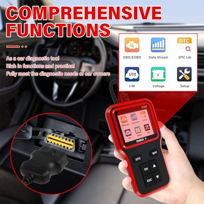 Car OBD2 Scanner, Automotive Diagnostic Tool Engine Fault Code Reader, Scan Tool for Check Engine Light, Read & Clear Error Code, Suitable for Most OBD II Protocol Vehicles Since 1996
